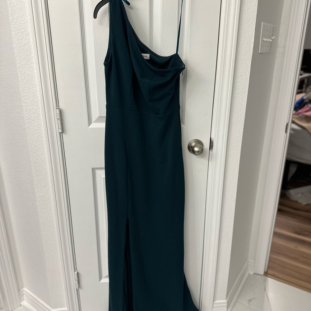 Elegant One Shoulder Dark Teal Dress